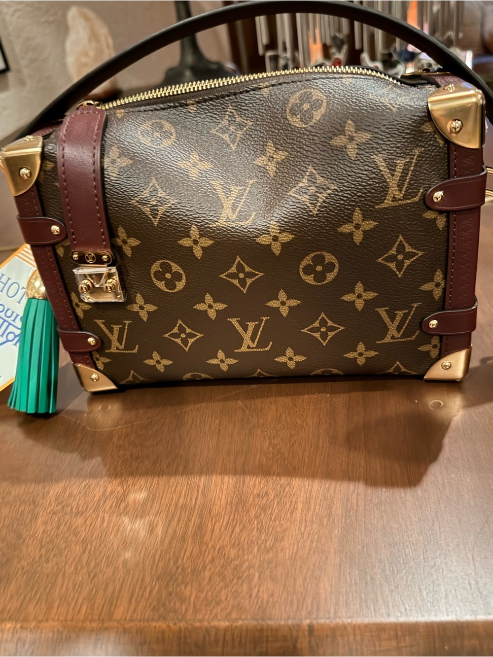 Louis Vuitton Monogram Canvas Mini Trunk Bag with Green Tassel, Limited Edition
